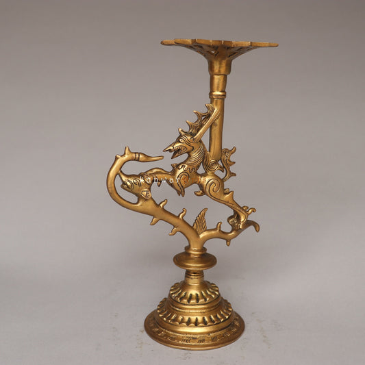 Bhunes Brass Yali Candle Holder Figurine