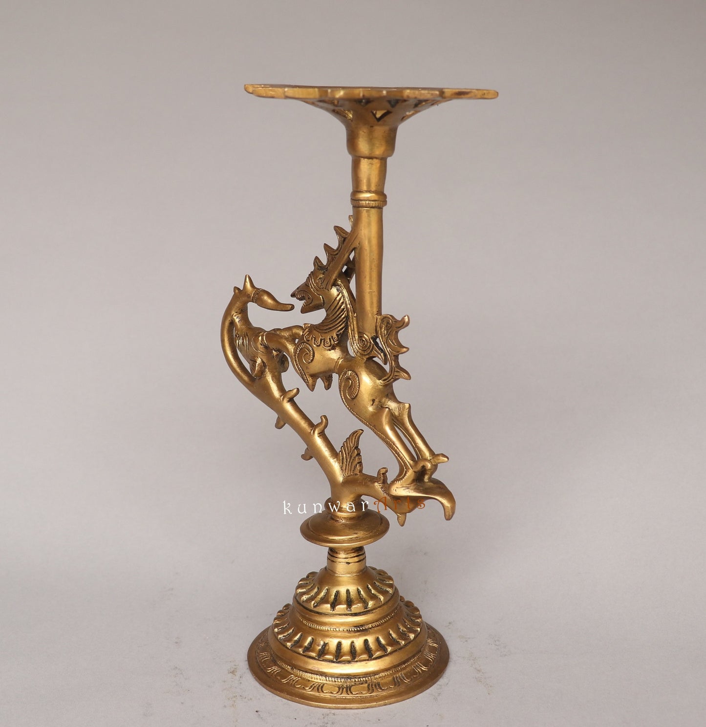 Bhunes Brass Yali Candle Holder Figurine
