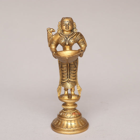 Brass Deep Lakshmi Diya Oil Lamp Décor Figurine