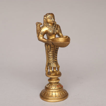 Brass Deep Lakshmi Diya Oil Lamp Décor Figurine