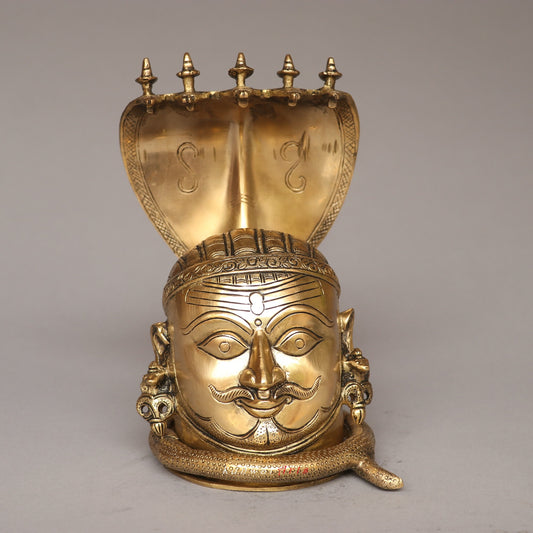 Brass Shiva Mukhalingam Head With Nagabharanam