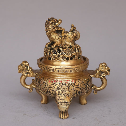 Bhunes Brass Decorative Dragons Incense Burner 
