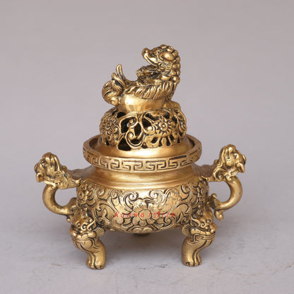 Bhunes Brass Decorative Dragons Incense Burner 