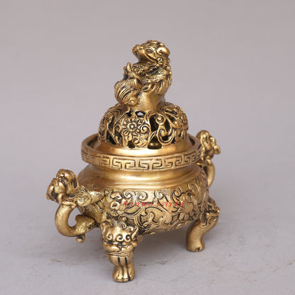 Bhunes Brass Decorative Dragons Incense Burner 