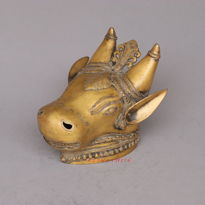Décor Brass Bull Mask Wall Hanging Accent