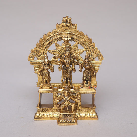 Brass Vishnu Lakshmi Idol with Prabhavali