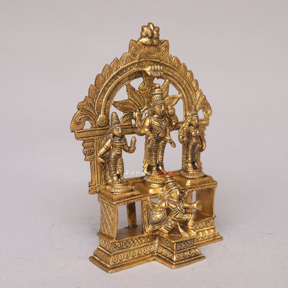 Brass Vishnu Lakshmi Idol with Prabhavali