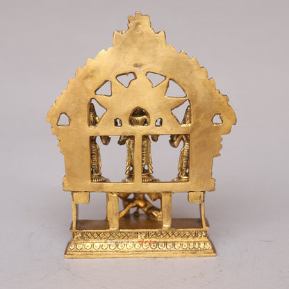 Brass Vishnu Lakshmi Idol with Prabhavali
