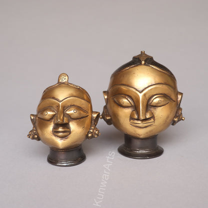 Brass Shiva Gauri Mukhlingam Head Black Gold