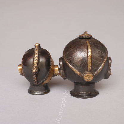 Brass Shiva Gauri Mukhlingam Head Black Gold