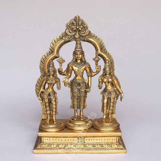 Brass Lord Vishnu Lakshmi Idol with Prabhavali
