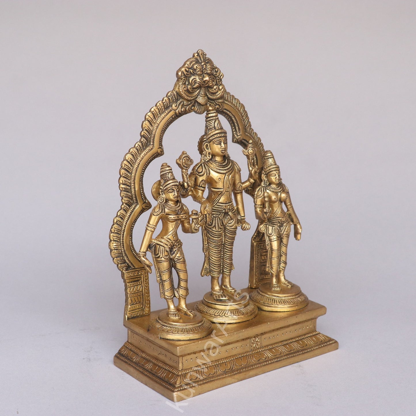 Brass Lord Vishnu Lakshmi Idol with Prabhavali