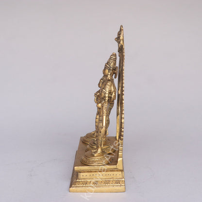 Brass Lord Vishnu Lakshmi Idol with Prabhavali