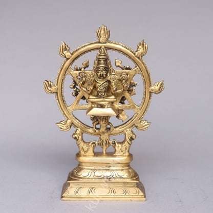 Brass Lord Sudarshana Vishnu Idol with Narasimha on the reverse side.