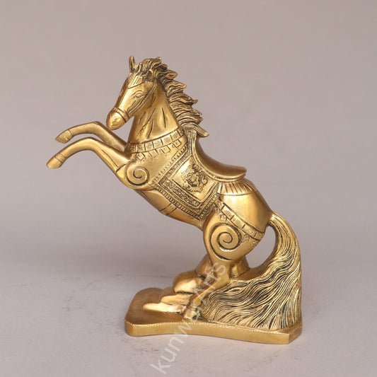 Brass Rearing Horse Figurine