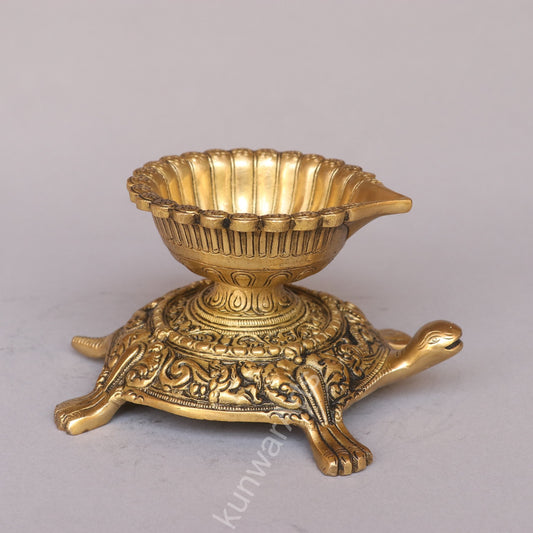 Brass Tortoise Oil Lamp