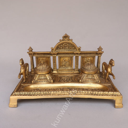 Vintage Brass Inkwell, Tabletop Decoration, Office Décor
