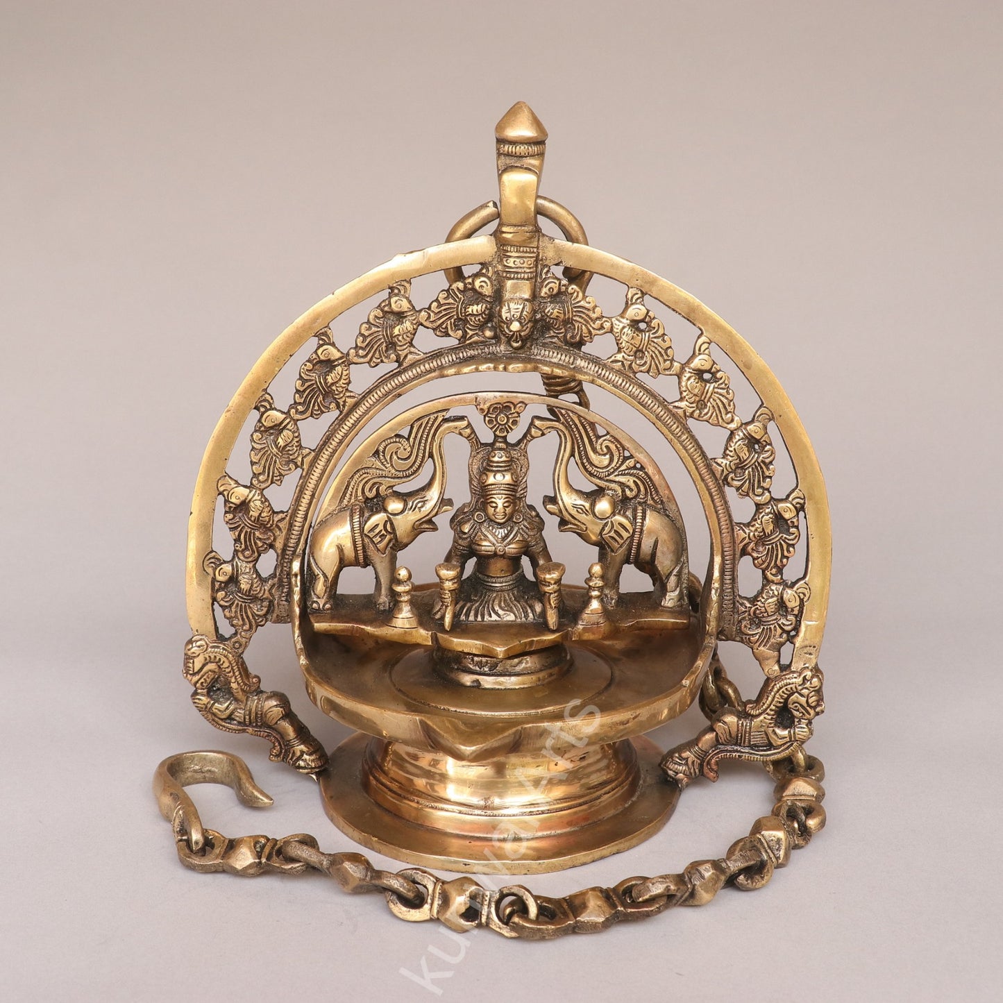 Brass Gaja Lakshmi Oil Lamp Décor Figurine