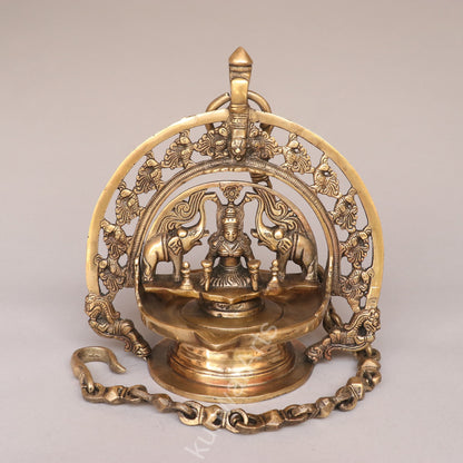 Brass Gaja Lakshmi Oil Lamp Décor Figurine