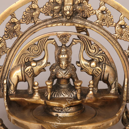 Brass Gaja Lakshmi Oil Lamp Décor Figurine