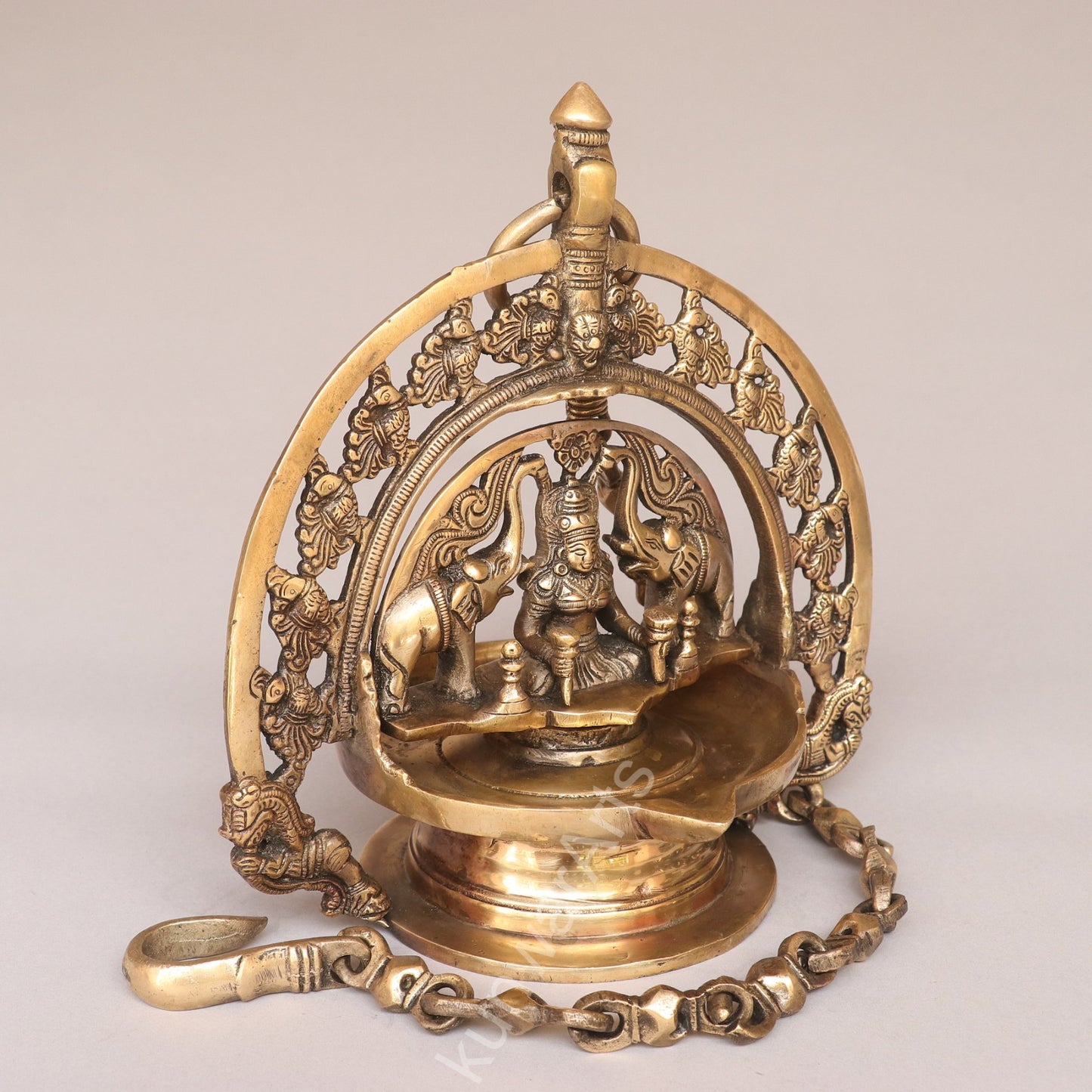 Brass Gaja Lakshmi Oil Lamp Décor Figurine