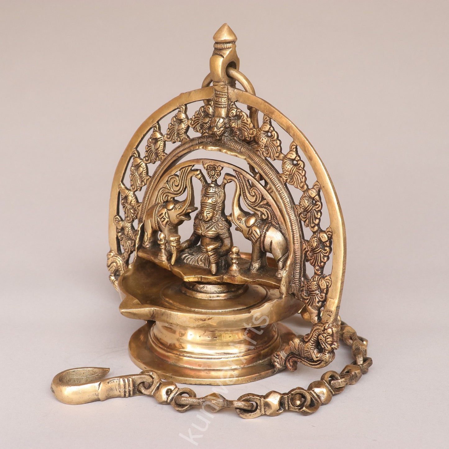 Brass Gaja Lakshmi Oil Lamp Décor Figurine