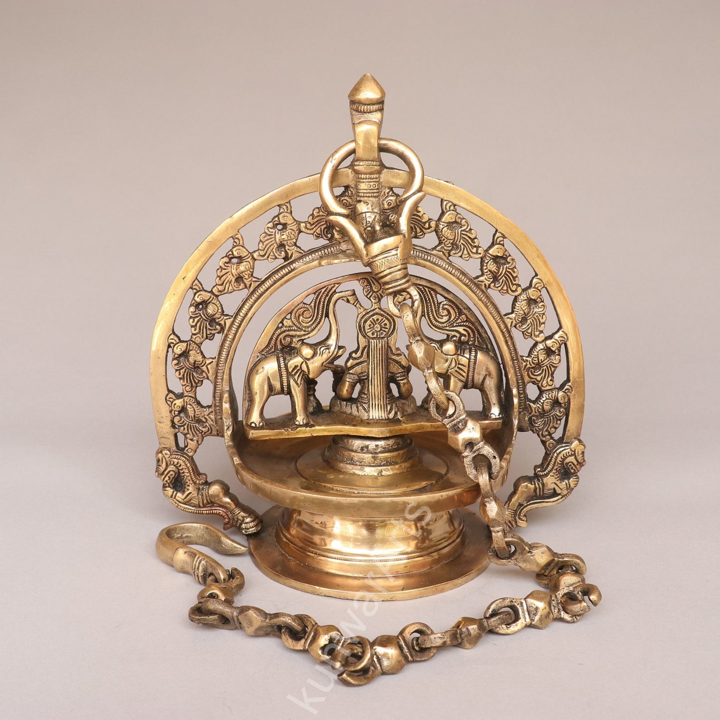 Brass Gaja Lakshmi Oil Lamp Décor Figurine
