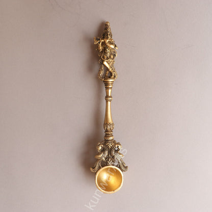 Brass Krishna Pooja Spoon (Panchpatra Achmani / Aarti Spoon)