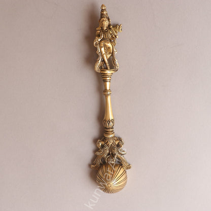 Brass Krishna Pooja Spoon (Panchpatra Achmani / Aarti Spoon)