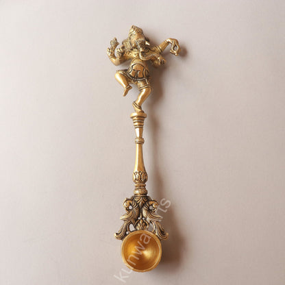 Brass Ganesh Pooja Spoon (Panchpatra Achmani / Aarti Spoon)