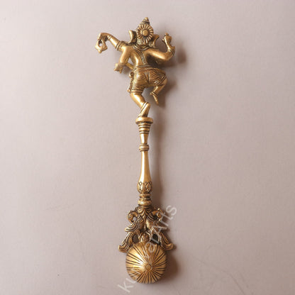 Brass Ganesh Pooja Spoon (Panchpatra Achmani / Aarti Spoon)