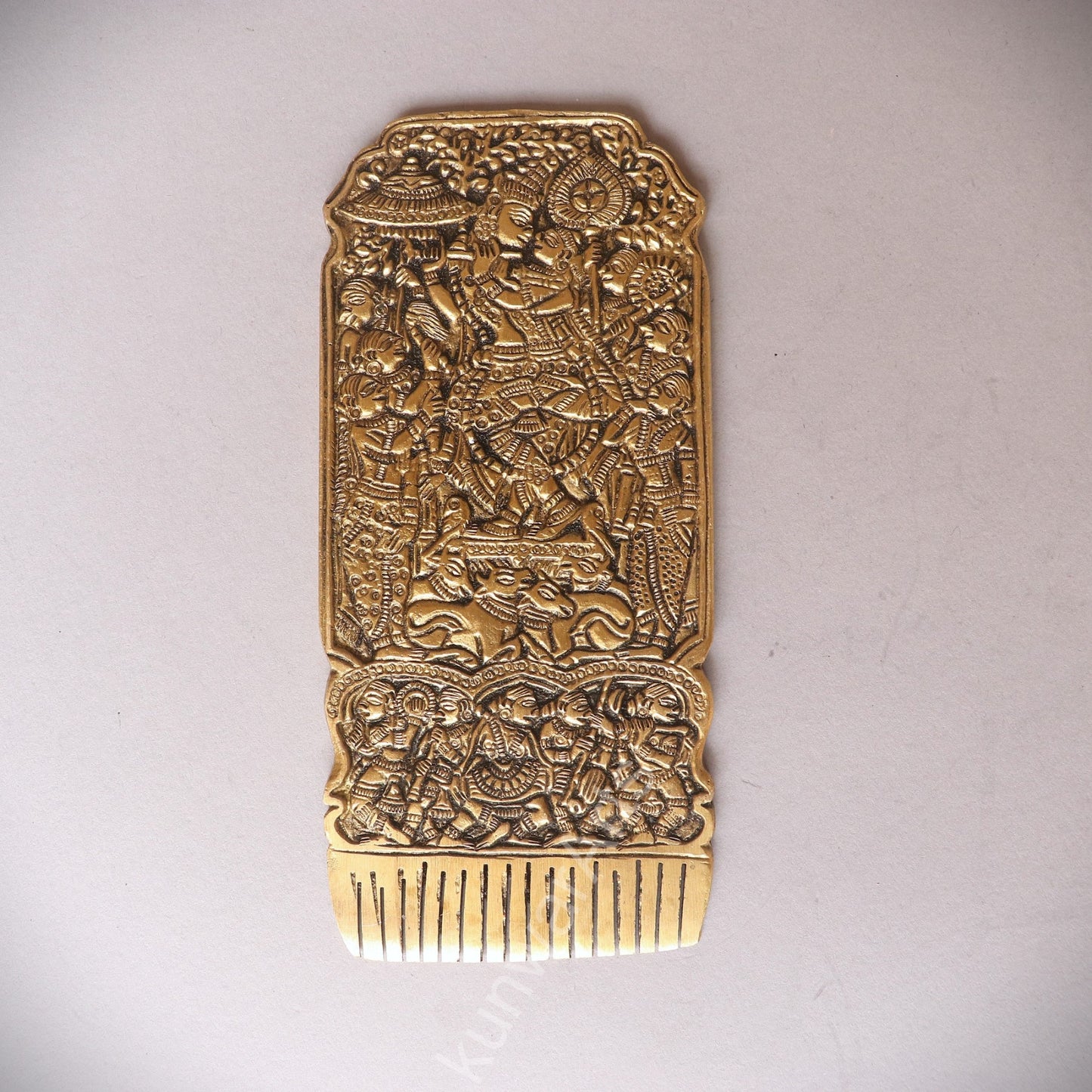 Handcrafted Brass Hair Comb Engraved Design