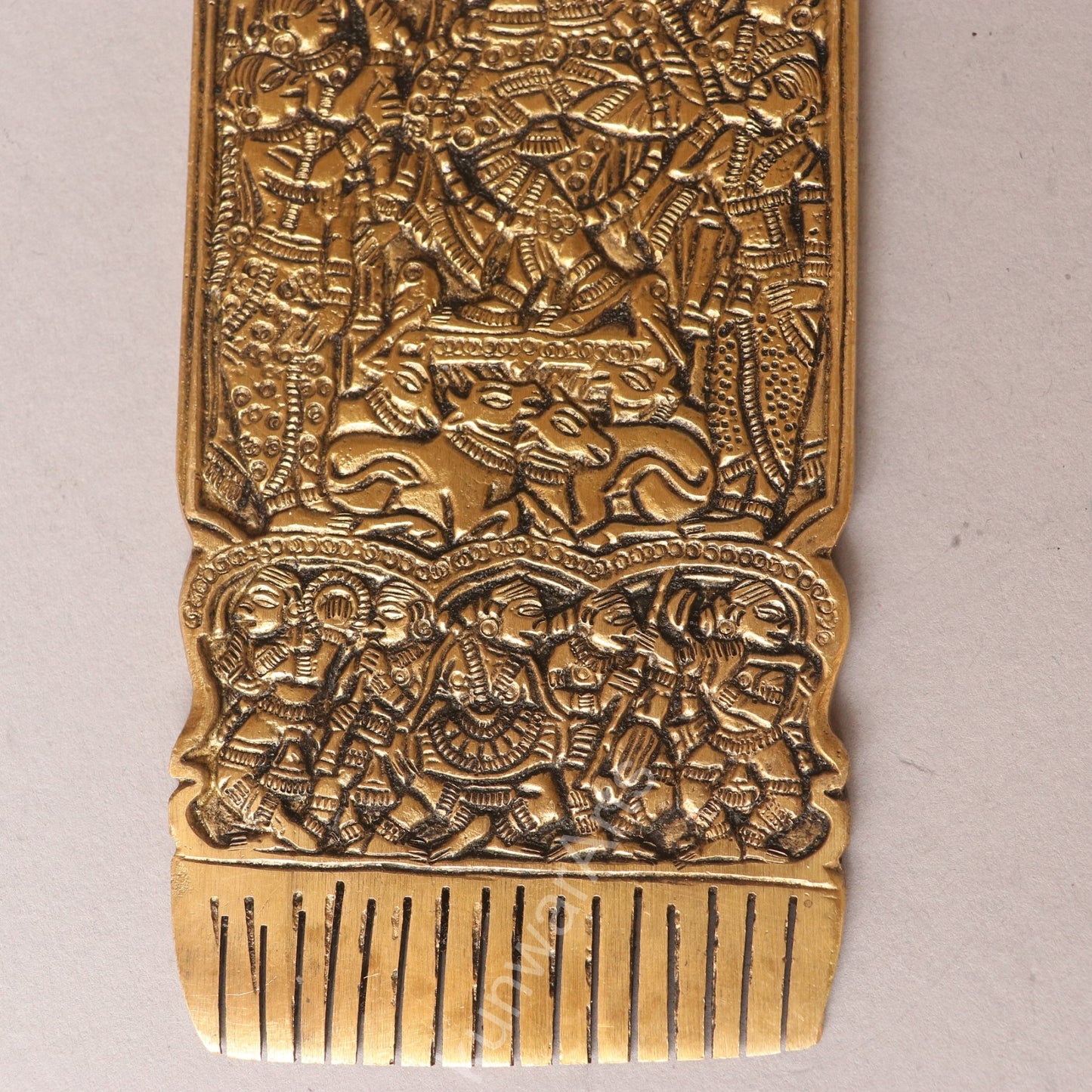 Handcrafted Brass Hair Comb Engraved Design