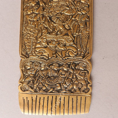 Handcrafted Brass Hair Comb Engraved Design