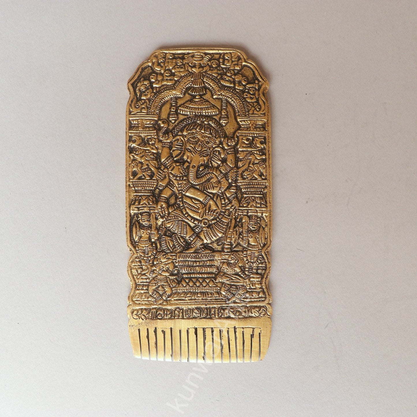 Handcrafted Brass Hair Comb Engraved Design