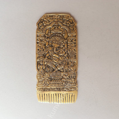 Handcrafted Brass Hair Comb Engraved Design