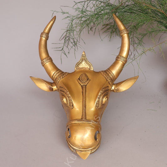 Decorative Brass Bull Mask Wall Hanging Accent