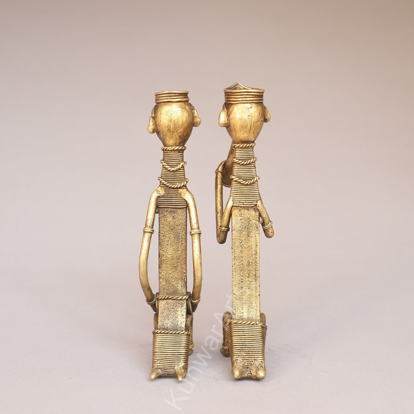 Handcrafted Brass Tribal Musician Couple Figurines