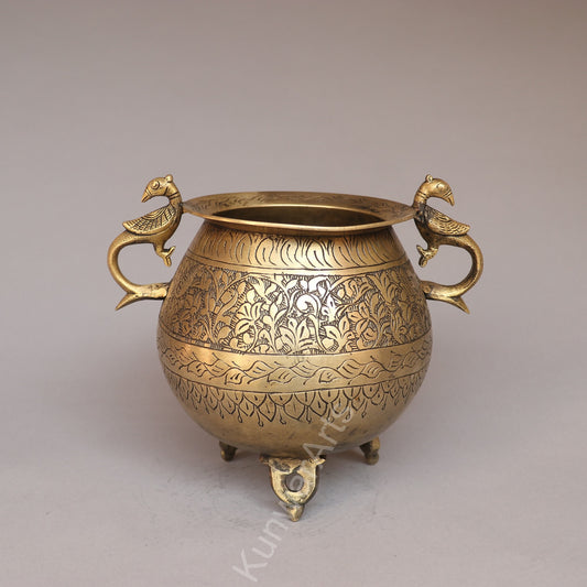 Vintage Brass Decorative Carving Pots