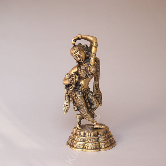 Brass Classical Dancing Lady Statue – Traditional Indian Art Décor