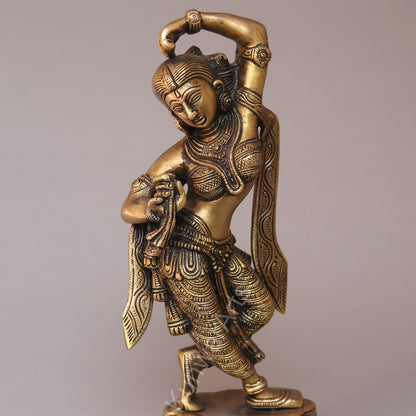 Brass Classical Dancing Lady Statue – Traditional Indian Art Décor