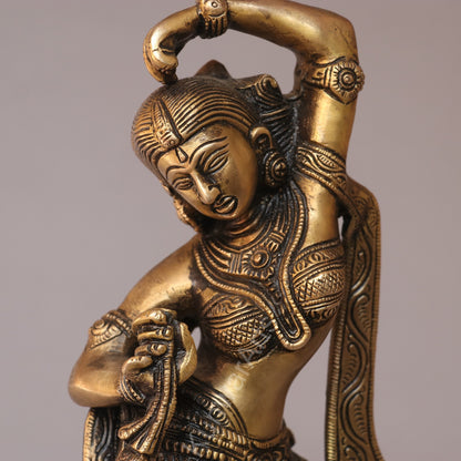 Brass Classical Dancing Lady Statue – Traditional Indian Art Décor