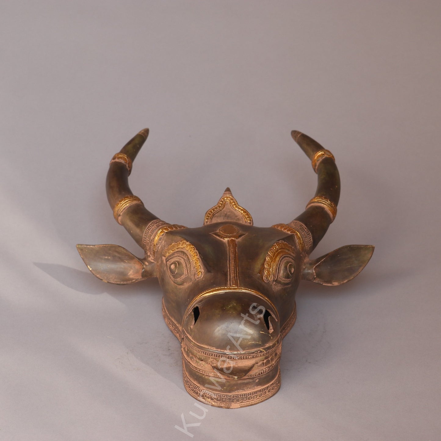 Brass Bull Mask Wall Hanging Décor Accent