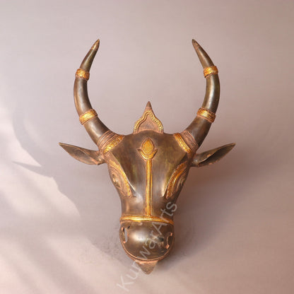 Brass Bull Mask Wall Hanging Décor Accent
