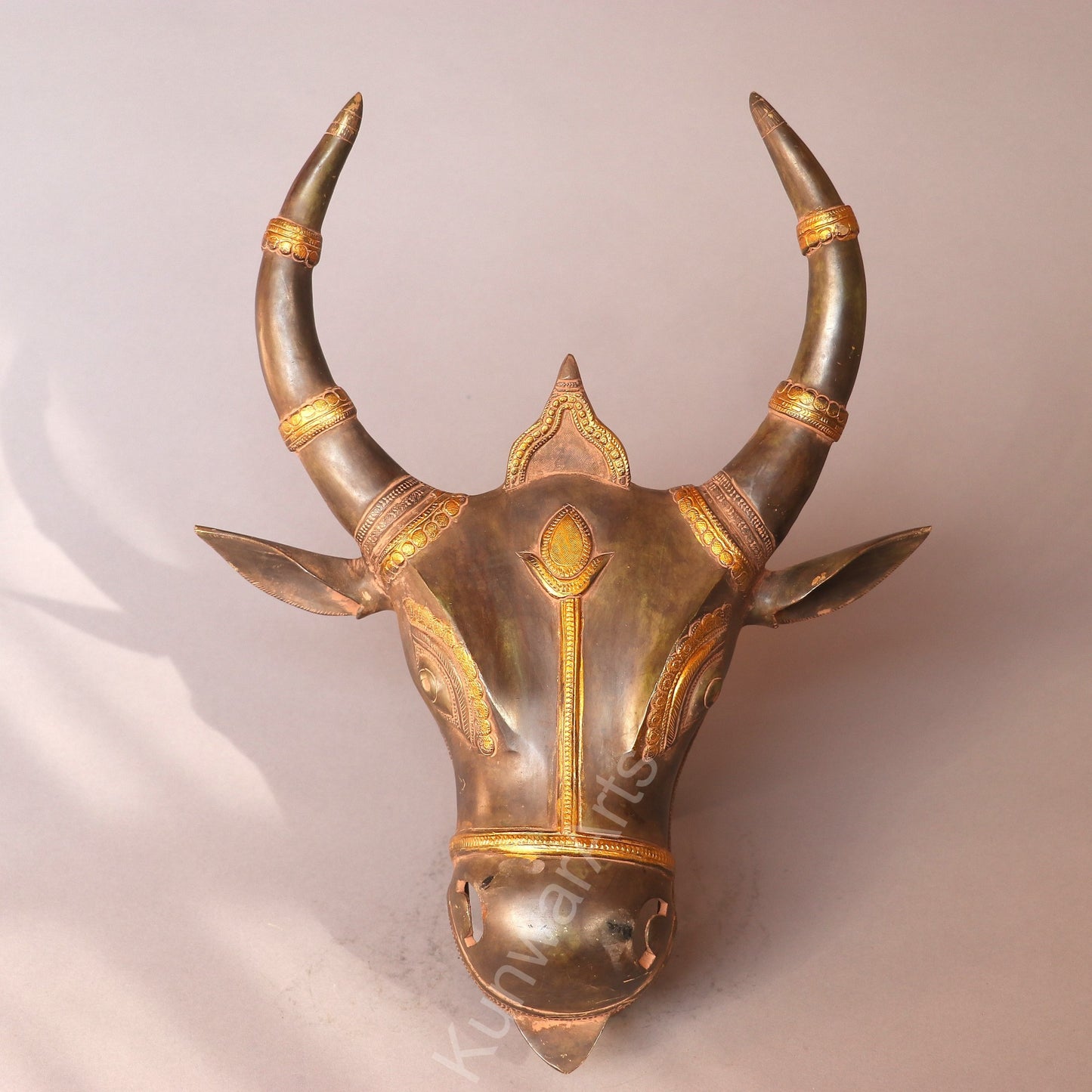 Brass Bull Mask Wall Hanging Décor Accent