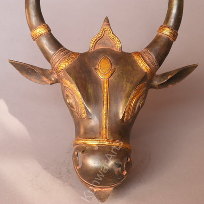 Brass Bull Mask Wall Hanging Décor Accent
