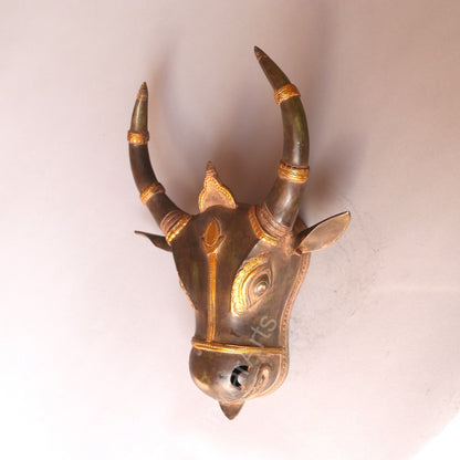 Brass Bull Mask Wall Hanging Décor Accent