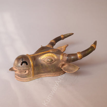 Brass Bull Mask Wall Hanging Décor Accent