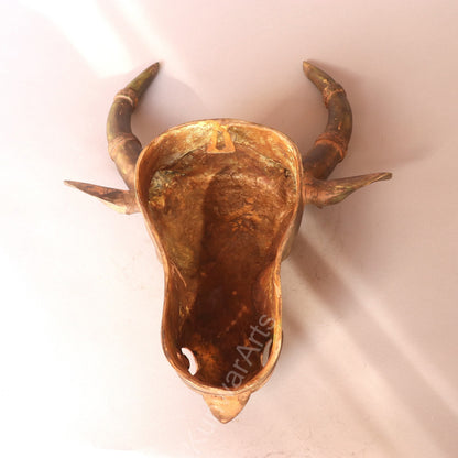 Brass Bull Mask Wall Hanging Décor Accent
