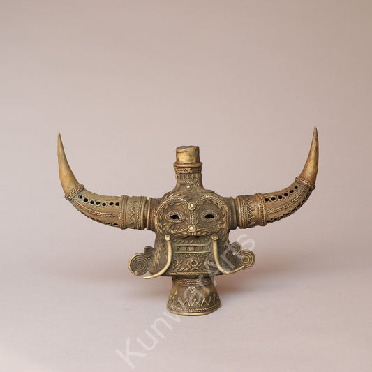 Brass Tribal Bull Mask – Dhokra Art Masterpiece